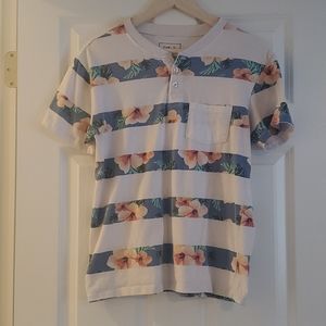 Floral print striped tee